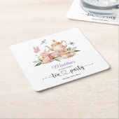 Elegant Tea Party Butterflies Bridal Shower  Rechteckiger Pappuntersetzer (angewinkelt)