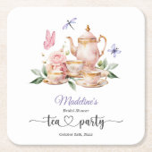 Elegant Tea Party Butterflies Bridal Shower  Rechteckiger Pappuntersetzer (Vorderseite)