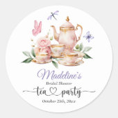 Elegant Tea Party Butterflies Bridal Shower  Runder Aufkleber (Vorderseite)