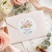 Elegant Tea Party Butterflies Bridal Shower  Runder Aufkleber