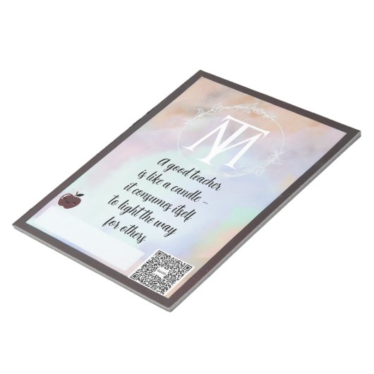 Elegant Teacher Quote Notepad with QR Code Notizblock (angewinkelt)