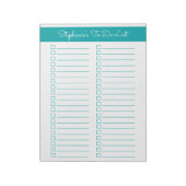 Elegant Teal 8.5x11 Two Column Checklist Notizblock (Rotiert)