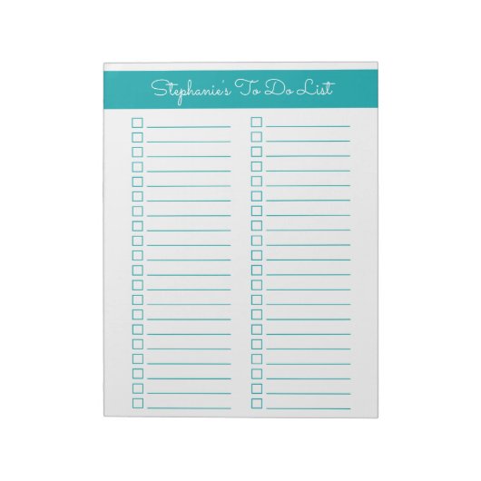 Elegant Teal 8.5x11 Two Column Checklist Notizblock (Rotiert)