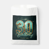 Elegant Teal and Gold 30th Birthday Modern Luxury  Geschenktütchen (Vorderseite)