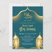 Elegant Teal and Gold Islamic Iftar Dinner Einladung (Vorderseite)