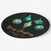 Elegant Teal and Gold Ornament Christmas Pappteller (Schrägansicht)