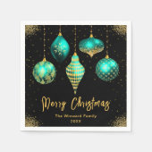 Elegant Teal and Gold Ornament Christmas Serviette (Vorderseite)