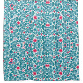 Elegant Teal and Magenta Foliage Pattern Duschvorhang (Vorderseite)