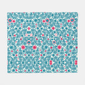 Elegant Teal and Magenta Foliage Pattern Fleecedecke (Vorderseite (Horizontal))