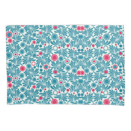 Elegant Teal and Magenta Foliage Pattern Kissenbezug
