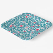Elegant Teal and Magenta Foliage Pattern Pappteller (Gewinkelt)