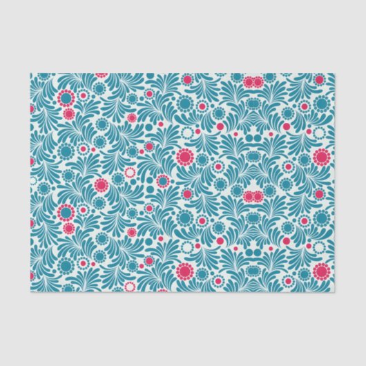 Elegant Teal and Magenta Foliage Pattern Seidenpapier (Vorderseite)