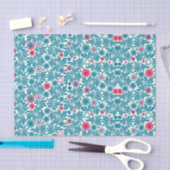 Elegant Teal and Magenta Foliage Pattern Seidenpapier (Handwerk)