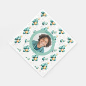 Elegant Teal Balloons Photo Serviette (Ecke)