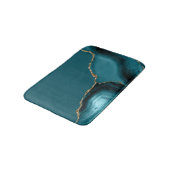 Elegant Teal Blue Agate Gold Glitter Badematte (Schrägansicht)