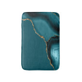 Elegant Teal Blue Agate Gold Glitter Badematte (Vorderseite Vertikal)