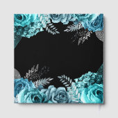 Elegant Teal Blue and Silver Flower Birthday Party Gästebuch (Rückseite)