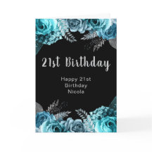 Elegant Teal Blue and Silver Flower Birthday Party