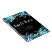 Elegant Teal Blue and Silver Flower Guest Book Notizblock (Rechte Seite)