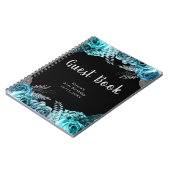 Elegant Teal Blue and Silver Flower Guest Book Notizblock (Linke Seite)