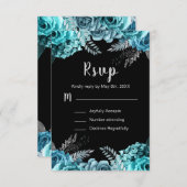Elegant Teal Blue and Silver Flowers Sweet Sixteen RSVP Karte (Vorne/Hinten)