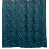 Elegant Teal Blue Baroque Floral Pattern  Duschvorhang (Vorderseite)