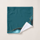 Elegant Teal Blue Gold Agate Geode Badhandtuch Set (Waschlappen)