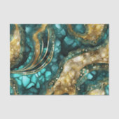 Elegant Teal Blue Gold Agate Geode Marble Abstract Seidenpapier (Vorderseite)