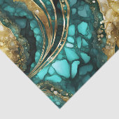 Elegant Teal Blue Gold Agate Geode Marble Abstract Seidenpapier (Ausschnitt)