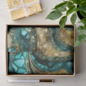 Elegant Teal Blue Gold Agate Geode Marble Abstract Seidenpapier (Geschenk)