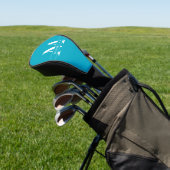 Elegant Teal Blue White Monogram Name personalized Golf Headcover (In SItu)