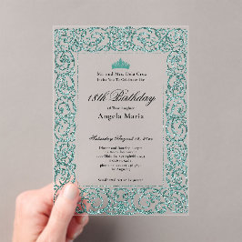 Elegant Teal Border 18th Birthday Debut Acryleinladungen