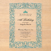 Elegant Teal Border 18th Birthday Debut Acryleinladungen (Vorderseite)