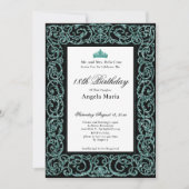 Elegant Teal Border 18th Birthday Debut Einladung (Vorderseite)