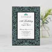 Elegant Teal Border 18th Birthday Debut Einladung (Stehend Vorderseite)