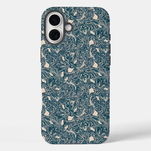 Elegant Teal Botanical Swirl Seamless Pattern Case-Mate iPhone Hülle (Rückseite)