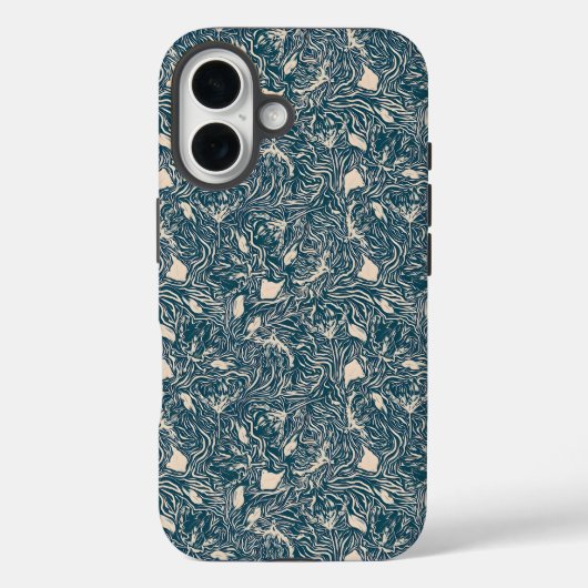 Elegant Teal Botanical Swirl Seamless Pattern Case-Mate iPhone Hülle (Rückseite)