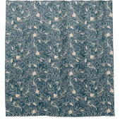 Elegant Teal Botanical Swirl Seamless Pattern Duschvorhang (Vorderseite)