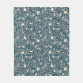 Elegant Teal Botanical Swirl Seamless Pattern Fleecedecke (Vorderseite)