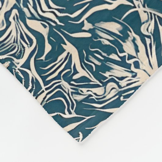 Elegant Teal Botanical Swirl Seamless Pattern Fleecedecke (Ecke)