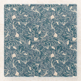 Elegant Teal Botanical Swirl Seamless Pattern Glasuntersetzer