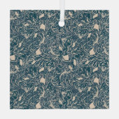 Elegant Teal Botanical Swirl Seamless Pattern Ornament Aus Glas (Rückseite)
