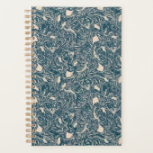 Elegant Teal Botanical Swirl Seamless Pattern Planer (Vorderseite)