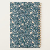 Elegant Teal Botanical Swirl Seamless Pattern Planer (Rückseite)