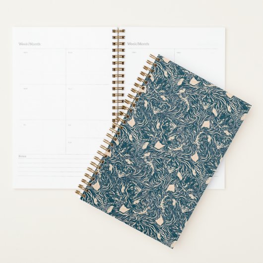 Elegant Teal Botanical Swirl Seamless Pattern Planer (Anzeige)