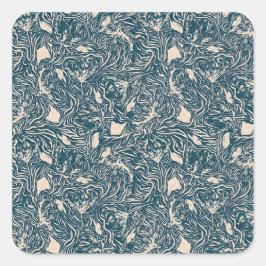Elegant Teal Botanical Swirl Seamless Pattern Quadratischer Aufkleber