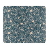 Elegant Teal Botanical Swirl Seamless Pattern Schneidebrett (Vorderseite)