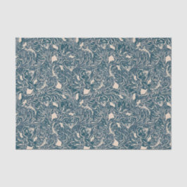 Elegant Teal Botanical Swirl Seamless Pattern Seidenpapier