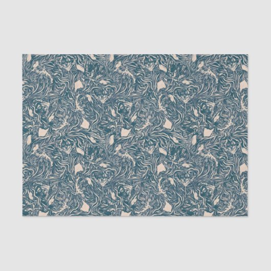 Elegant Teal Botanical Swirl Seamless Pattern Seidenpapier (Vorderseite)