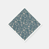 Elegant Teal Botanical Swirl Seamless Pattern Serviette (Ecke)